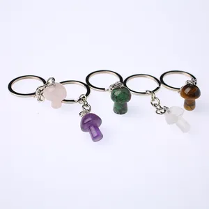 Key Ring Nature Various Crystal Mushroom Stone Healing Stones Craft Gemstones Gifts Unique Souvenir For Feng Shui