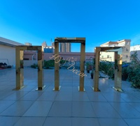 HY Neues Design Hochzeitsdekoration Party Outdoor Pergola-Bogen Hochzeitsbogen Blumenhintergrund Stand Edelstahl Hochzeitsbogen