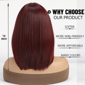 Perruques Bob Courtes et Droites Rouge Bordeaux avec Frange Longueur Épaule Résistantes à la Chaleur pour Femmes à la Mode (Vente en Gros) - Product Image 4