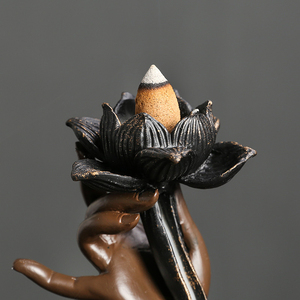 Porte-encens à refoulement en résine fait main, design Lotus <span class=keywords><strong>Bouddha</strong></span> Cascade, rétention de fumée, art du flux d'air pour la <span class=keywords><strong>relaxation</strong></span> - Product Image 4