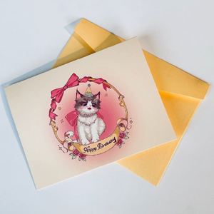 Tarjeta de Felicitación con Luz Musical 3D, Impresión a Cuatro Colores, Diseño de Gato Adorable, para Cumpleaños, Serie de Mascotas, Fiesta, Pastel, Envío Internacional - Product Image 4