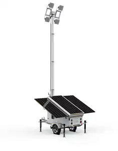 Personalized Telescopic Mast Mobile Security Tower Solar Lights LED 500w*4