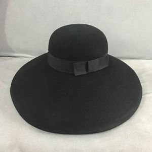 Vintage Fedora Hats Women Wool Round Top Black Wide Brim Fedora Hat - Product Image 3