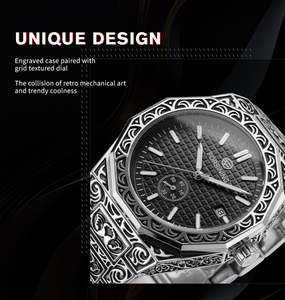 นาฬิกาข้อมือผู้ชายสุดหรู ระบบจักรกลอัตโนมัติ ตัวเรือนสแตนเลส หน้าปัดกระจก กันน้ำ พร้อมฟังก์ชั่นวันที่อัตโนมัติ ขายดี - Product Image 5