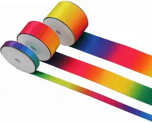 Proveedor de China cinta de arcoíris de satén personalizada