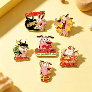 6 Nuevos Diseños de Alta Calidad, Pin Metálico de Perro Tímido de Dibujos Animados, Divertido Pin de Animal para Decoración de Mochilas - Product Image 1