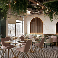 Mobilier de restaurant contemporain, banquette de salon pour pâtisserie, siège de banquette, mobilier commercial pour hall d'hôtel et café, table carrée avec structure en carbone