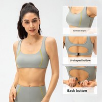 Soutien-gorge de sport une pièce pour femme grande taille, sans coutures, réglable, dos nageur, avec logo frontal, maintien élevé, couleurs contrastées