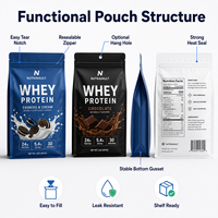 Sachet Doypack Personnalisé Imprimé pour Poudre Protéinée avec Fermeture Éclair, Haute Barrière, Qualité Alimentaire, pour Emballage de Suppléments