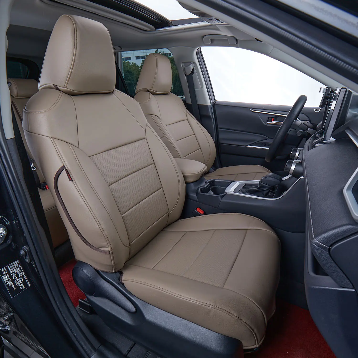 Juego de fundas de asiento de coche perforadas y duraderas, fundas de cuero personalizadas para Toyota Land Cruiser Prado