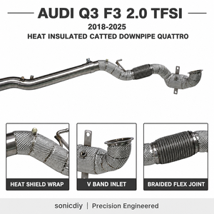 ท่อไอเสียแบบมีฉนวนกันความร้อนสำหรับ Audi <span class=keywords><strong>Q3</strong></span> F3 2.0 <span class=keywords><strong>TFSI</strong></span> <span class=keywords><strong>Quattro</strong></span> ปี 2018 ถึง 2025 ชุดท่อหน้าสแตนเลสแบบ V Band Inlet - Product Image 1