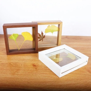 Natural Wood Finished Decorative Transparent <strong>Double</strong> Sided Glass Floating <strong>Photo</strong> <strong>Frame</strong> for Tabletop <strong>Photo</strong> Display - Product Image 4