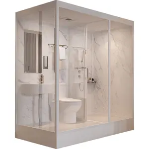 household base shower enclosure Portable Bathroom Pods With toilet integrated finished glass with warm air rectangular bathroom