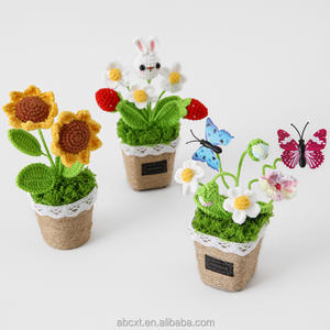Main Tricoté Artificiel En <span class=keywords><strong>Pot</strong></span> Tournesol Fraise Lapin Mignon Crochet <span class=keywords><strong>Pot</strong></span> Plante pour La Maison Fête Des Mères Pâques Halloween - Product Image 2