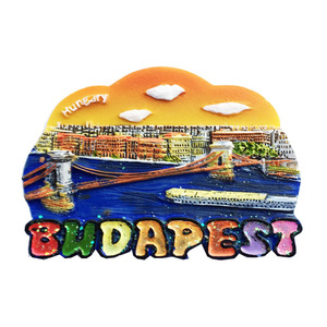 Vente en gros en stock de souvenirs touristiques européens de Budapest, Hongrie, aimants de réfrigérateur en résine peints, avec motifs d'attractions. - Product Image 5
