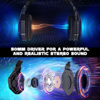 Casque de jeu filaire ONIKUMA K10 PRO avec éclairage RGB, haut-parleurs 50 mm, basses stéréo, micro anti-bruit, casque supra-auriculaire pour PC PS4 PS5