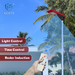 GCOTS Lampadaire Solaire LED Extérieur en Métal Haute Luminosité Étanche IP65 avec Détecteur de Mouvement pour Entrepôt Tout-en-un SL-AIO-CH Métal S - Product Image 1