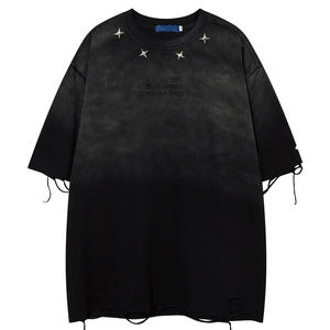 <span class=keywords><strong>Camiseta</strong></span> Oversize para Hombre de Algodón Pesado con Lavado Ácido, Estilo Vintage Desgastado, <span class=keywords><strong>Camiseta</strong></span> Oversize de Streetwear para Hombre - Product Image 3