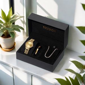 Bracelets de luxe en acier inoxydable plaqué or 18 carats, montre pour femmes, personnalisation, montre à quartz étanche, coffret cadeau pour femmes - Product Image 2