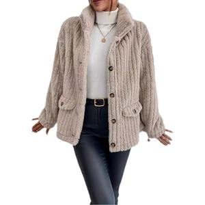 Abrigos de <span class=keywords><strong>mujer</strong></span> de Otoño Invierno <span class=keywords><strong>para</strong></span> <span class=keywords><strong>Amazon</strong></span>, superventas, chaqueta cárdigan cálida informal de manga larga de lana de doble cara transfronteriza - Product Image 4