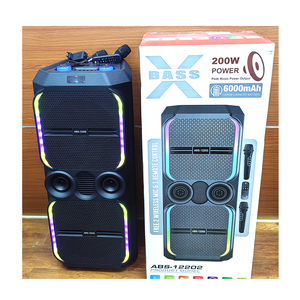 Enceinte Karaoké Stéréo Double Woofer 12 Pouces <span class=keywords><strong>avec</strong></span> 2 Micros, Lumières RGB, HIFI Super Bass, Bluetooth, <span class=keywords><strong>Tour</strong></span> d'enceinte sans fil pour Fêtes en Extérieur et DJ - Product Image 1