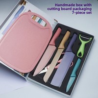 Lot de huit lames jetables en acier inoxydable Damas revêtu, 6-7,9 pouces, à bord droit, ambidextres, en paille de blé, couleur macaron