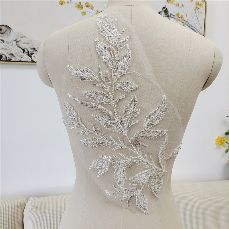 Applique 3D En Dentelle Avec Perles - Motif Floral Pour Customisation Robes De Mariée Et Vêtements