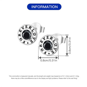 Pendientes de latón blanco con logo FOREVER LOVE y piedras preciosas, un regalo perfecto para el día a día o para fiestas para chicas. - Product Image 6