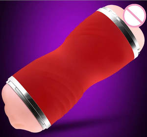 Kunst gummi Silikon realistische Vagina Pussy Tasche Mastur bator Tasse Doppel kanal männlich Homosexuell Ejakulator Sexspielzeug - Product Image 5