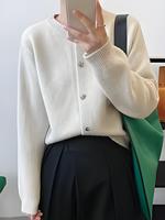 Pull en tricot personnalisable pour femme, col rond, manches longues, rayé, laine/cachemire, style preppy élégant, pour le printemps et l'été