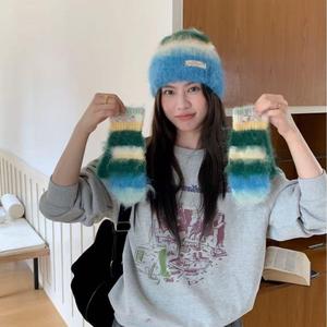 <span class=keywords><strong>Ensemble</strong></span> <span class=keywords><strong>bonnet</strong></span> et moufles en mohair et acrylique rayé pour <span class=keywords><strong>femme</strong></span>, avec logo personnalisé, fabriqué en usine depuis 17 ans, idéal pour l'hiver - Product Image 5