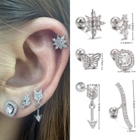 Anting-anting titanium steel grosir ZUOLA, perhiasan tindik helix, anting hidung labret, anting bunga, anting tragus, anting tulang rawan, anting bintang.