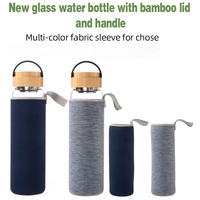 Botol Air Kaca Borosilikat Tinggi 34 OZ dengan Infuser Stainless Steel, Tutup Bambu, dan Sarung Kain 500ml untuk Dewasa, Olahraga, Perjalanan, Ramah Lingkungan