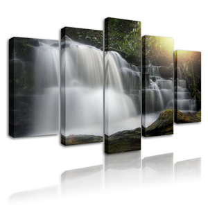5 pièces <span class=keywords><strong>paysage</strong></span> toile mur Art forêt cascade photo personnalisée décorative cascade peinture pour salon décor à la maison - Product Image 2