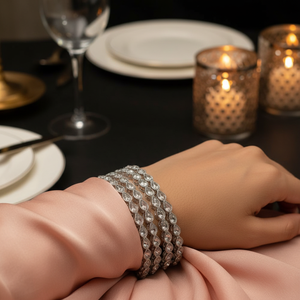 <b>Silver</b> Plated Crystal Stone <b>Bangles</b> Set Elegant <b>Bracelets</b> & <b>Bangles</b> - Product Image 3