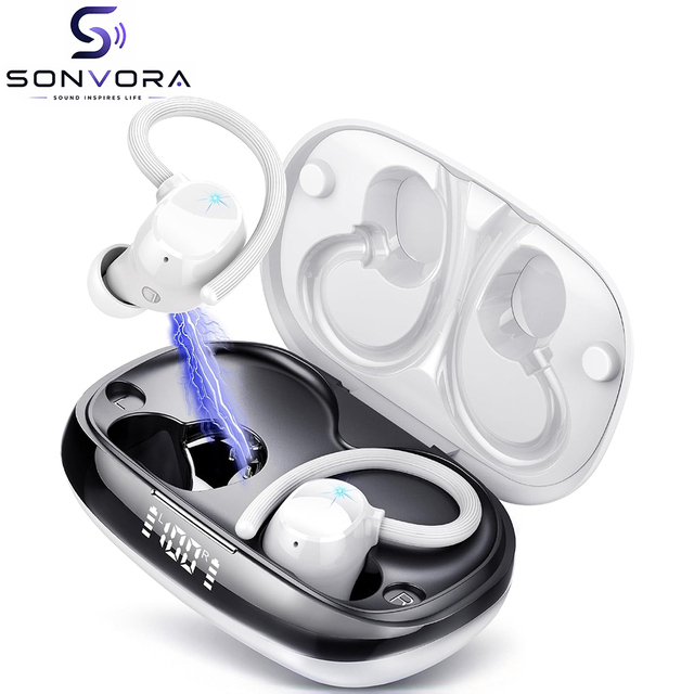 Q61 Ear Hook Earbuds Sports Wireless in Ear Earphones TWS with IP55 Waterproof and CVC8.0 Noise Cancelling for Workout/Running