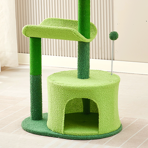 Pohon kucing mewah baru MDF Multi Level dan bingkai kayu menara dengan kain mewah tempat tidur bunga menggaruk bingkai memanjat untuk kucing - Product Image 2
