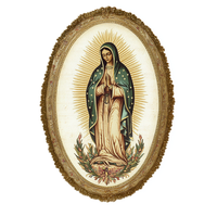 Cadre photo ovale classique en résine avec miroir, motif Vierge Marie, pour décoration religieuse de table, vente en gros sous marque privée