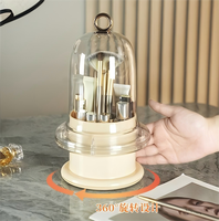 Boîte de rangement pour pinceaux de maquillage en forme de pagode, beige et blanc avec couvercle anti-poussière, organisateur gain de place, vente chaude