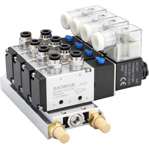 วาล์วโซลินอยด์แบบหลายทาง 4 สถานี 12V DC 5 ทาง 2 ตำแหน่ง วาล์วลมนิวแมติก พอร์ตขนาด 1/4 นิ้ว ทำจากอะลูมิเนียม - Product Image 1