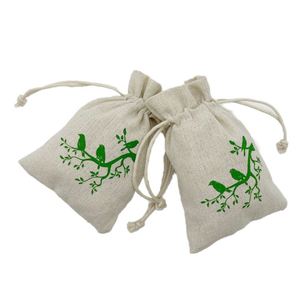 Sacs en coton lin personnalisés avec logo 16x18cm, pochettes imprimées, sacs cadeaux à cordon, sacs anti-poussière en coton, pochettes à cordon 6oz - Product Image 6