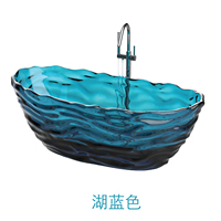 Baignoire autoportante en résine transparente effet vague d'eau, couleur cristal, pour villas de luxe, hôtels et maisons d'hôtes