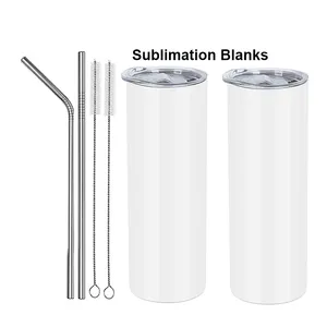 Rechte Zijdig 20 Oz Roestvrij Stelen 20 Oz Poeder Gecoat Sublimatie Blanks Regelmatige 20 O Skinny Cup Mok Tumbler Met deksel