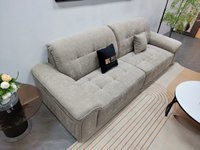 Liquidation de stock : Ensemble de canapé carré de luxe en tissu chenille kaki 2,8 m, cadre en bois massif, écologique/durable, avec 2 tabourets offerts