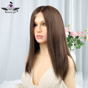 Top en soie médical fait à la main avant à noir brun clair cheveux naturels droits cuir chevelu fourrure de soie pour femme blanche - Product Image 6