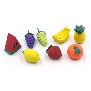 Fuit, cibo e verdura a forma di divertente puzzle di 3D gomme da cancellare TPR materiale, di apple anguria pera uva banana arancione rosa fragola