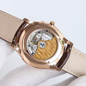 Reloj de Lujo Edición Personalizada 2026, Automático, con Fase Lunar, Fecha, Cristal de Zafiro, Caja Ultrafina de Oro Rosa de 40 mm, Correa de Cuero Marrón - Product Image 4