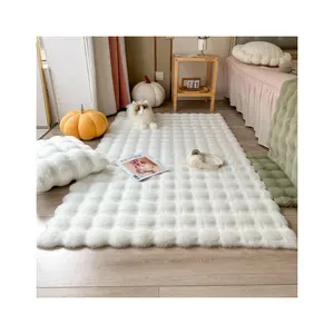 Vente en gros Écologique Logo personnalisé Moderne Moelleux Shaggy Push Lavable Grand Gris Fausse Fourrure de Lapin Tapis