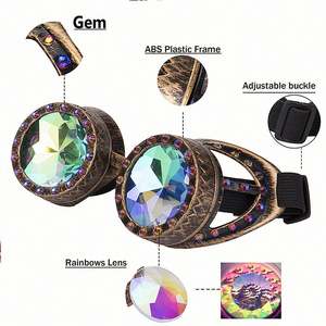 Gafas Punk Personalizadas al por Mayor, Gafas Steampunk Góticas con Decoración de Diamantes de Imitación, Gafas Caleidoscopio - Product Image 4