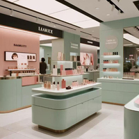 Meuble de présentation de luxe moderne en bois pour salon de beauté, comptoir cosmétique, bureau de réception, solution de design d'intérieur tout-en-un